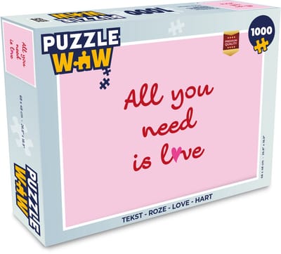 Puzzel Tekst - Roze - Love - Hart - Legpuzzel - Puzzel 1000 stukjes volwassenen
