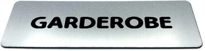 Deurbordje RVS-Look met tekst garderobe - Ronde letter - Formaat 150 mm x 50 mm x 1,6 mm - Zelfklevend | Geborstelde RVS-look toplaag | Gratis Verzending | Decoporta