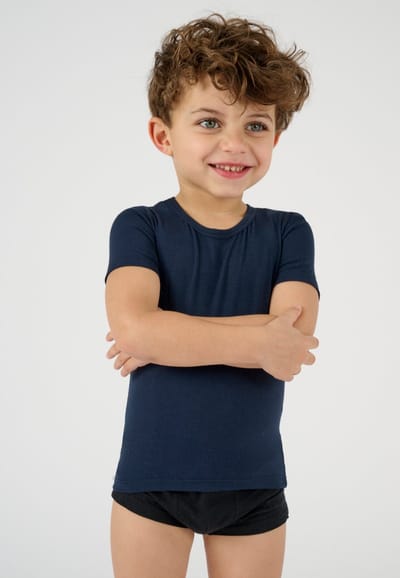 Damart - T-shirt met korte mouwen van microvezel Thermolactyl Sensitive - Kinderen - Blauw - 4 JAAR