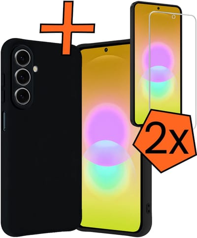 Hoes - Met Screenprotector - Geschikt voor Samsung Galaxy A27 - Sterk & Shockproof - Back Cover - Siliconen Case - Telefoon Hoes - Zwart