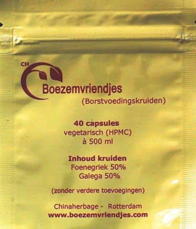 Boezemvriendjes (Fenegriek, Galega) - 40 caps vegatarisch à 450 mg - Borstvoedingskruiden