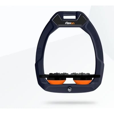 Veiligheidsijzers paardrijden Plat Ultra Grip Aluminium/Zwart/Oranje Flex-On Safe-On