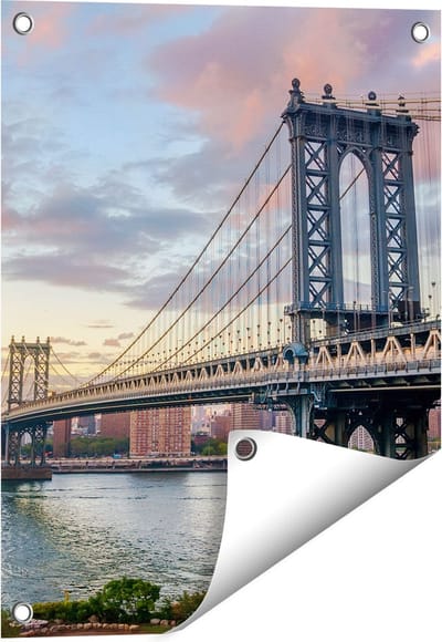 Gards Tuinposter Manhattan Bridge Brug in New York - 40x50 cm - Tuindoek - Tuindecoratie - Wanddecoratie buiten - Tuinschilderij