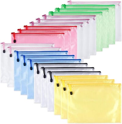 A5 Zipp File Wallets - PVC Ziplock Tassen voor Documenten, School, Kantoor en Cosmetica - 21 Stuks voor Efficiënte Opslag