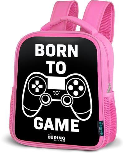 NoBoringSuitcases.com® - Rugzak roze - Schooltas meisjes - Born to game met controller - Kinder rugtas meisje - Boekentas kind - Kinderrugzak voor school - Schoolrugzak