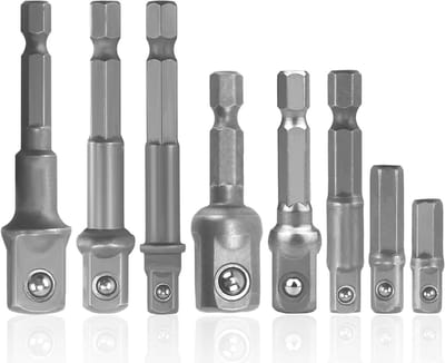 Complete Set van 8 Stuks Steeksleutel Adapters, 1/4", 3/8", 1/2" voor Boormachines en Schroevendraaiers, Geschikt voor Diverse Klussen
