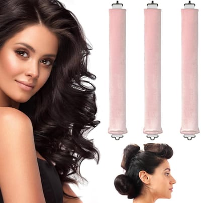 Heatless curls - 3 stuks - Haarkrullen - Heatless Hair Curls - volumineuze krullen - 3cmx27cm - voor Volumineuze Krullen - Satijnen Haarkruller - Krullen zonder Hitte - Haar Rollers - voor alle haartypes - roze