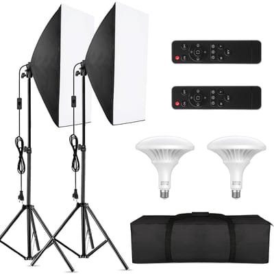 Kit d'éclairage LED Andoer Professional Studio Photography Softbox avec Softbox 20 * 28 pouces * 2 + EU Plug
