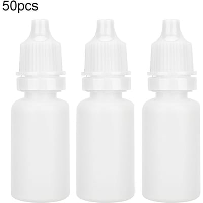 50 Pièces 10ml Bouteilles Plastique Vides Compressibles Contenant Liquide pour Yeux Compte-gouttes Blanc blanc