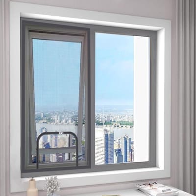 Universele Raamhor - 130×150cm - zelfklevende hoogwaardig klittenband - U-vormige opening - met ritssluiting - Universeel Horrengaas - Geen Boren - krasbestendige - Insectenhor voor Ramen - Inkortbaar Horgaas - Eenvoudige Montage - zwart