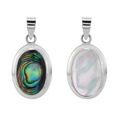 WeLoveSilver - Zilveren hanger - Omkeerbaar - Ovale abalone - Parelmoer