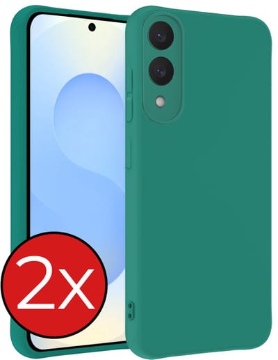 Hoesje - 2 Stuks - Geschikt voor Samsung Galaxy S25 Edge - Sterk & Shockproof - Telefoonhoes - Back Cover - Case Siliconen - Telefoon Hoes - Donkergroen