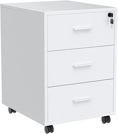 Bureaucontainer met laden - Mobiele archiefkast - Thuiswerkplek organiseren - Afsluitbaar met wielen - 50 x 40 x 58 cm