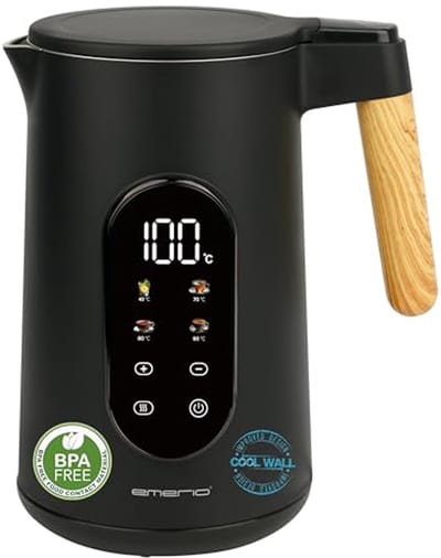 Waterkoker van roestvrij staal met temperatuurkeuze van 40-100 °C en 1,7 liter capaciteit