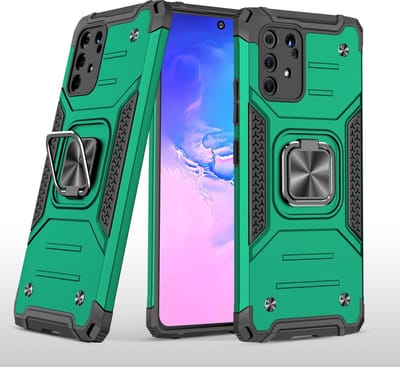 Hoesje Geschikt Voor Samsung Galaxy S10 Lite 2020 Hoesje - Heavy Duty Armor hoesje Groen - Galaxy S10 Lite / A91 silicone TPU hybride hoesje Kickstand ringhouder met Magnetisch Auto Mount
