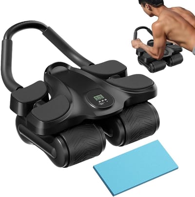 Ab Wiel Roller - Buikspier Trainer - Core Versterking - Met Knie Pad - 36 x 22 cm - Zwart