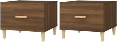 Salontafels Set - Bijzettafels Hout - Opbergen Woonkamer - Met Lade - 50x50x40 cm - Wit