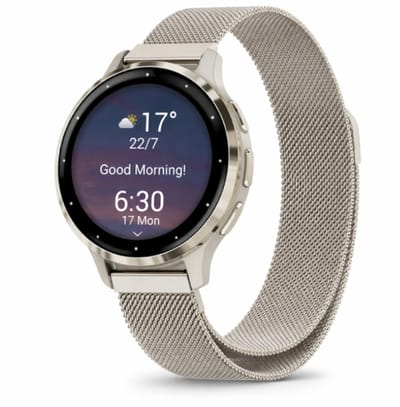 By Qubix - Geschikt voor Garmin bandje - Geschikt voor Garmin Venu / Sq / Sq2 / 2 plus - Milanese bandje - Vintage goud - Smartwatch bandje 20mm