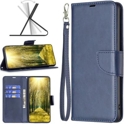 MobyDefend Hoesje - Geschikt voor Motorola Moto G54 - Wallet Book Case Met Koord - Blauw