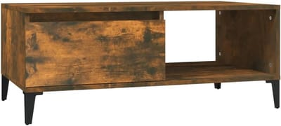 Koffietafel Hout - Salontafel - Woonkamer Inrichten - Industriële Uitstraling - 90x50x36.5cm - Gerookt Eiken