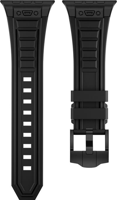 Luxe siliconen bandje - geschikt voor Apple Watch series 1/2/3/4/5/6/7/8/9/10/11/ SE (1,2,3) / Ultra (1,2,3) met maat 44 mm / 45 mm / 46 mm / 49 mm - zwart