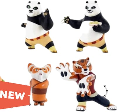 Kung Fu Panda - speelset 4 figuren - 9 cm - kunststof - Hard materiaal - Comansi