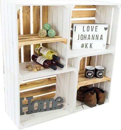 Set Fruitkisten Hout - Opbergkisten Wijnkisten - Decoratie Opbergen - Massieve Wanddikte - 50 x 40 x 30 cm