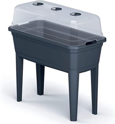 DD® Kweekbak op Poten - Moestuin op Poten - Kweektafel - Verhoogd Bed met Deksel Plastic - 17x75x78cm - Antraciet