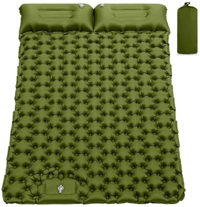 YYchan Luchtbed 2 Persoons - Slaapmat Zelfopblazend - Kampeermatras met Ingebouwde Pomp - Camping Matras - Olijfgroen
