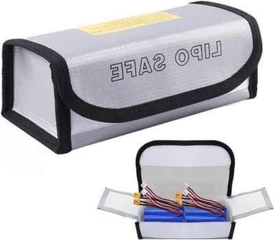 Lipo Safe-accutas voor veilige opslag van Lipo-batterijen | Vuurvast | Klittenbandsluiting | 185 x 75 x 60 mm