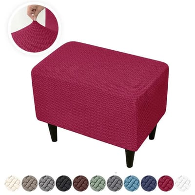 Jacquard Rechthoekige Ottoman Hoezen Stretch Duurzaam Voetenbank Slipcovers Elastisch All-inclusive voor Woonkamer Slaapkamer Poefhoes 1 piece