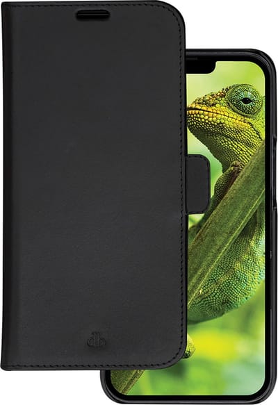 iPhone 14 Pro Max Bookcase hoesje - dbramante1928 - Effen Zwart - Leer