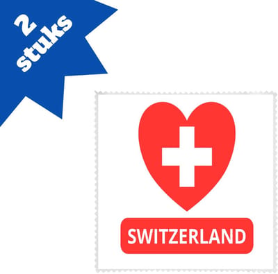 Akyol - switzerland vlag hartje brillendoekjes - Zwitserland - reizigers - toerist - verjaardagscadeau - souvenir - vakantie - 17,8 bij 17,8 cm - 2 stuks