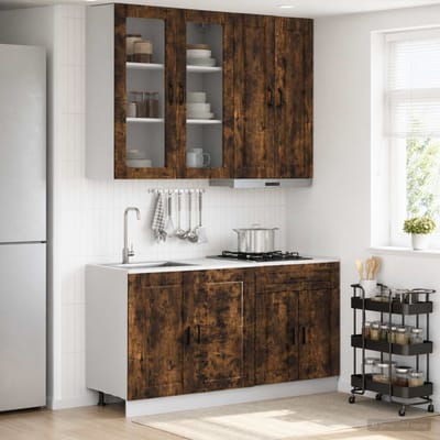vidaXL Keukenblok PORTO 4 st Gerookt eiken Bewerkt hout