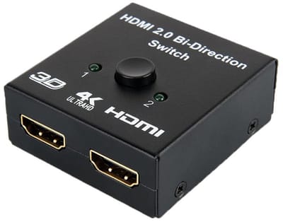 HDMI Switch Splitter 4K Bi-directionele HDMI Switcher 1 in 2 Out – 4K UHD 3D HDMI Adapter voor TV, Monitor, Blu-Ray, Firestick, Xbox, PS5, Projector