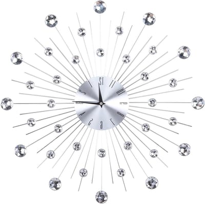 Moderne 3D Kristallen Wandklok, Decoratieve Metaal Wandklok met Spiegel Effect, Perfect voor Woonkamer, Slaapkamer en Kantoor Decoratie