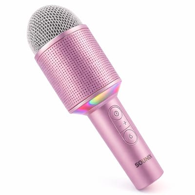 Sounix Draagbare Karaoke - Ingebouwde Speaker en Lichteffecten - Draadloos & Bluetooth - Roze