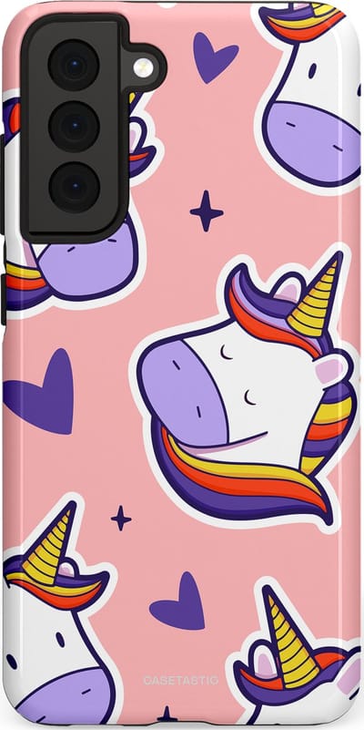 Casetastic Hoesje Geschikt voor Samsung S21 FE - Stijlvolle Beschermende Duo-layer Case - Unicornhart