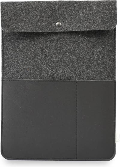 Laptop hoes BEAU -14 inch - Laptopsleeve - Zwart - Gerecycled wolvilt en appelleer - Duurzaam