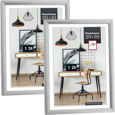 Zep Fotolijst - 2x stuks - zilver - kunststof - voor foto van 20 x 30 cm - staand / hangend
