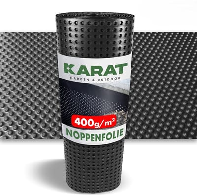 Noppenfolie Bescherming - Drainage Baan - Bouw Tuin - Druk Scheurvast HDPE - 1 x 20 m - Zwart