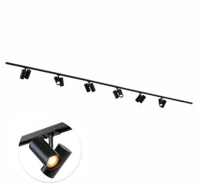 Qub Viror Railverlichting - Zwart - 400 cm - I-Vorm - 6x Viror Duo Spots - Dimbaar - Complete Set