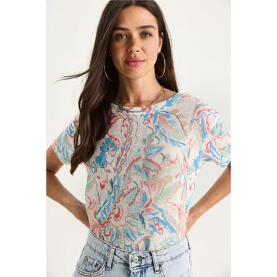 Doorzichtige Ronde Hals T-Shirt
