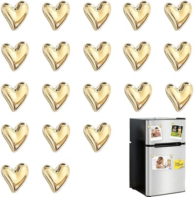 Dailygoods- Koelkastmagneten 20 stuks - Gouden Hartvorm - Decoratieve Magneten - Hars - Compact - Voor Koelkast/Magneetbord - Decoratiemagneten