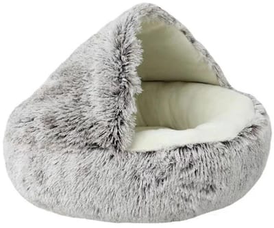 NordHaus Kattenmand Donut 40 cm - Hondenmand Klein - Kalmerend Angstverlichtend Bed - Zachte Pluche Slaapgrot - White Brown