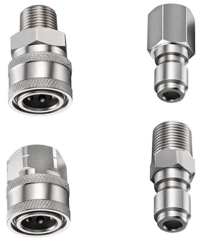 Dailygoods- Drukreiniger Koppeling 4pcs - NPT 3/8" Aansluitingen - Roestvrij Staal - M22 Adapter - Snelle Verbinding - Lekvrije Montage - Drukreiniger Aansluiting