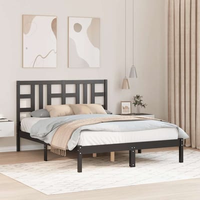 vidaXL - Bedframe - massief - hout - zwart - 140x190 - cm