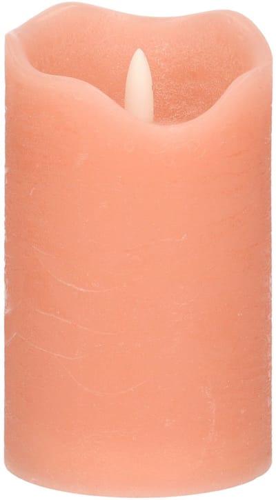 Stern Fabrik LED kaars/stompkaars - roze - D7,5 x H12,5 cm - timer - 3D vlam