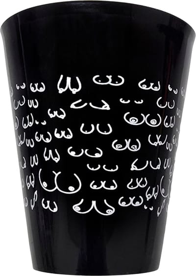 Zwarte Kunststof Beker 400 ml – Stijlvol Ondeugend Borsten Design – Herbruikbaar & Stevig
