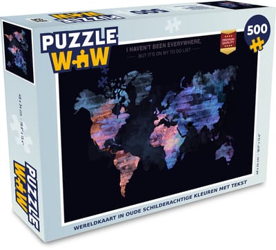 Puzzel Wereldkaart - Verf - Vintage - Legpuzzel - Puzzel 500 stukjes